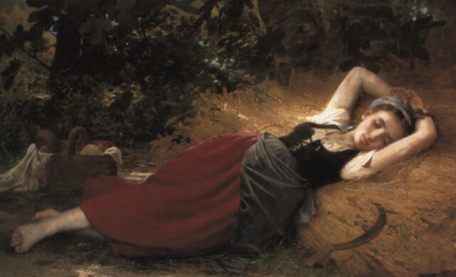 A young peasant girl, sleeping (Leon Jean Bazile  Perrault)